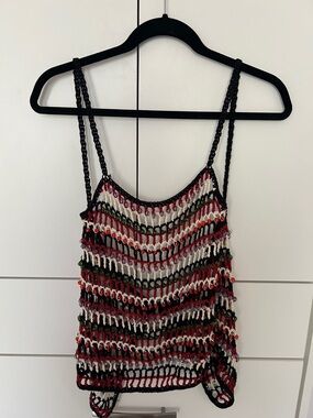 Zara Multicolor Crochet Strappy Tank - Black, Red, White, Green